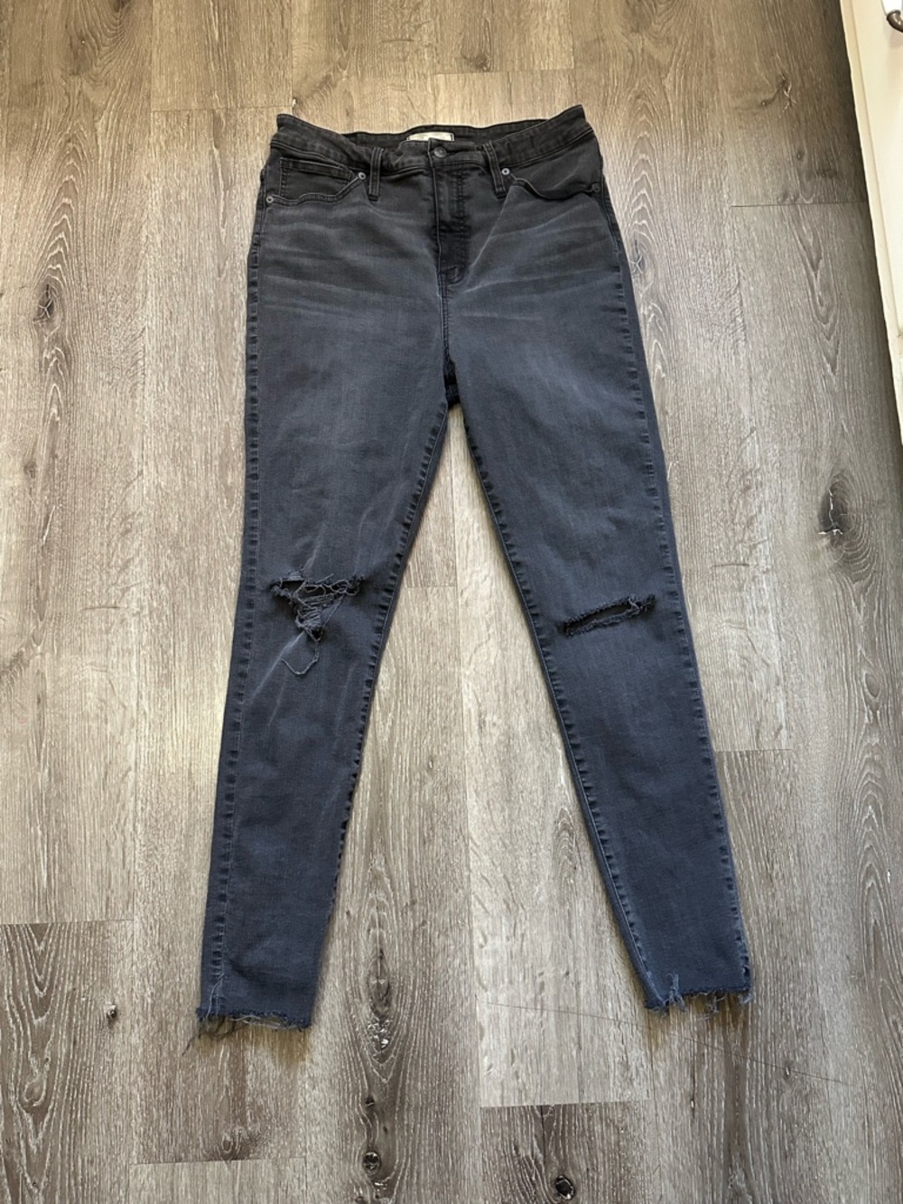 Madewell Black Distressed High-Rise Skinny Jeans